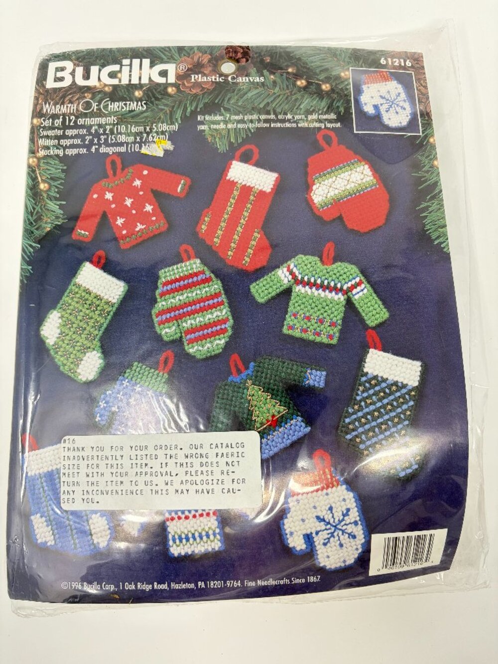 NEW Bucilla Plastic Canvas Warmth of Christmas Ornaments Kit 61216 Winter Craft